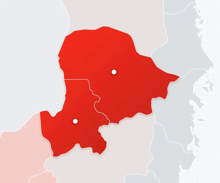 Sơ đồ minh hoạ Tây Nguyên, tô đỏ Đắk Lắk và Đắk Nông